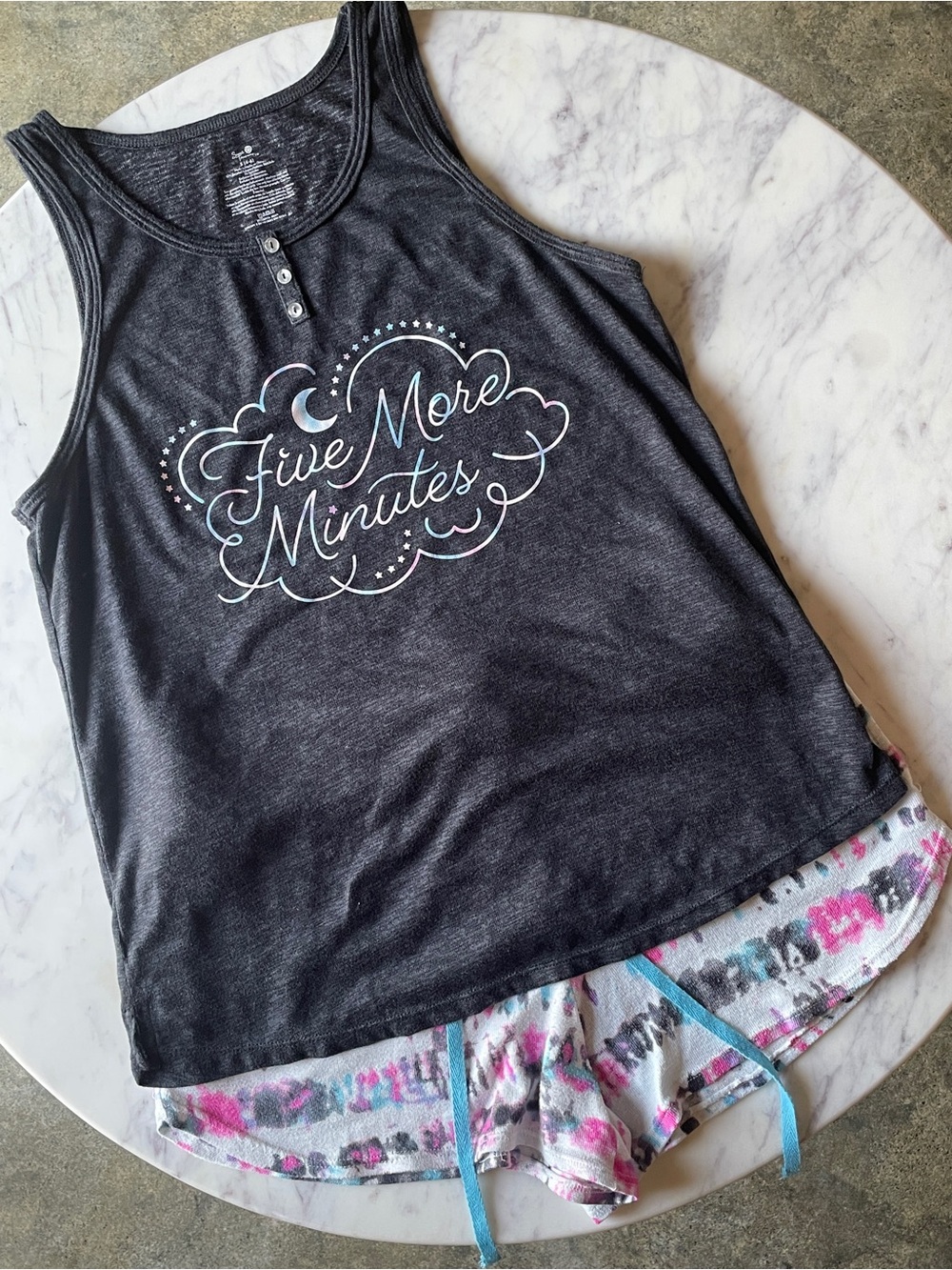 Secret Treasures Charcoal Tank & Printed Shorts Sleep Set